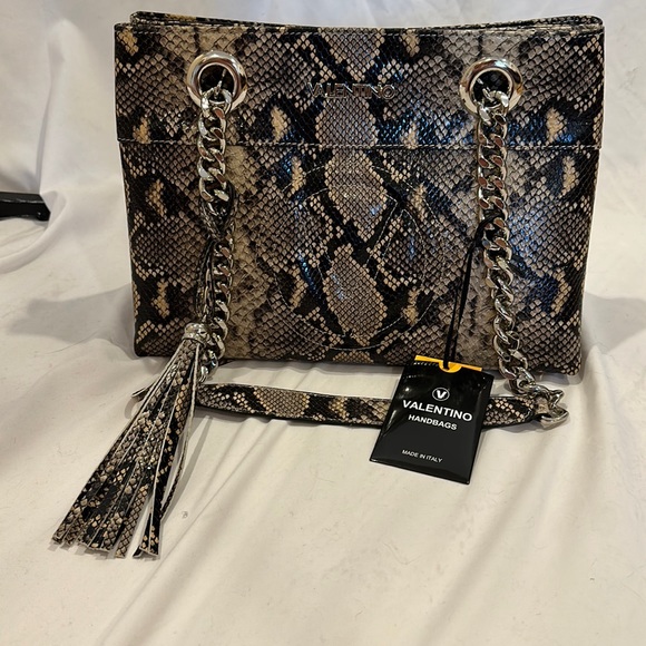 NWT Mario Valentino snake print leather shoulder bag - Picture 11 of 14